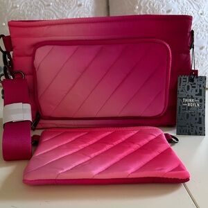 NWT Think Royln Bank Street XL Crossbody with Pouch  Fuchsia Ombré